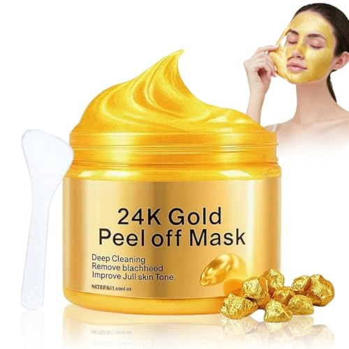 24K Gold Peel Off Maske Gesicht - Kollagen Maske - Anti-Aging Gesichtsmaske Frauen- Gold Peel Off Mask mit Hyaluronsäure & Kollagen für Straffung & Faltenreduzierung,Koreanische Gesichtsmaske,120ml