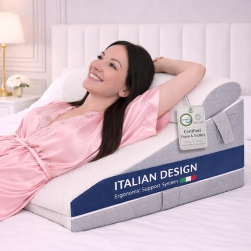 Ritalia® - Cojín antirreflujo para adultos con 3 alturas extra anchas, 60 x 60 x 30 cm, cojín en cuña para cama, respaldo ajustable y soporte ortopédico para descanso y recuperación