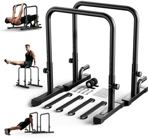 Barras Paralelas Ajustable para Casa, Carga 400KG, Dip Bar para Gimnasio Casero, Equipo de Fitness para Musculación de Todo el Cuerpo y Calistenia