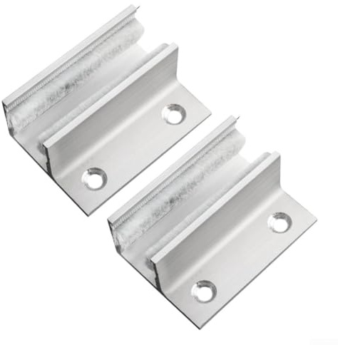 Guida per pavimento per porta scorrevole con rivestimento interno in peluche per protezione del vetro e riduzione del rumore, adatta per pannelli di vetro spessi 8-12 mm in lega di alluminio