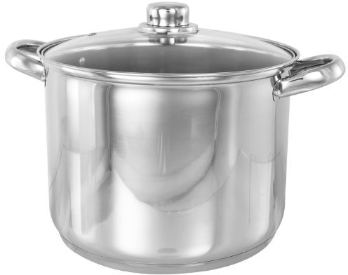 Buckingham Deep Induction Stock Pot with Glass Lid Premium Stainless Steel Multipurpose Large Cooking Pot for Soups Stews (19 Litre)
