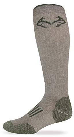 RealTree Heavyweight Merino Wool Tall All Season Boot Socks 1 Pair, Large, Tan/Olive