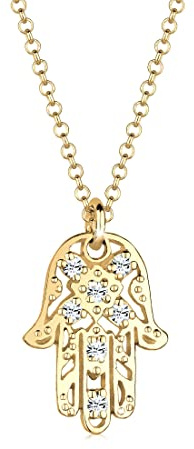 Elli Halskette Damen Hamsa handarbete med kristallen i 925 sterlingsilver, 450, Silver, Kristall