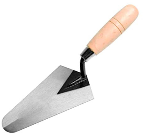 Tradineur - Paleta de albañil metálica 175 mm, Mango de Madera Barnizado, paletín de Punta Redondeada, albañilería, Bricolaje