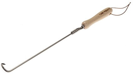 TURBO PRODUKTE Grillhaken-Fleischwender mit Holzgriff - Länge 45 cm - Grillbesteck aus Edelstahl - Rostfrei - Integrierter Flaschenöffner