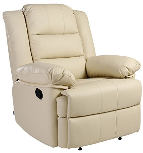 More4Homes LOXLEY BONDED LEATHER RECLINER ARMCHAIR SOFA HOME LOUNGE CHAIR RECLINING GAMING (Cream)