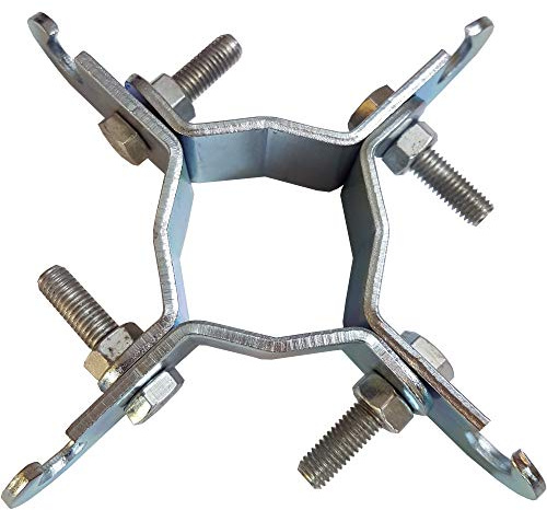 Outdoor 2” 4 Leg/Way Aerial Pole/Mast Hook Bracket - Lashing/Guy Wire Rope Mount, Steel Construction for Outdoor Use, Stand, Wall, Cable, Holder, Grip, Legged