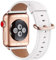 WFEAGL Kompatibel für Apple Watch Armband 44mm 45mm 49mm 42mm,Lederband Ersatzband für Herren Damen Kompatibel für iWatch Ultra Series 10/9/8/7/6/5/4/3/2/1,SE(42mm 44mm 45mm, Weiße+Roségold Adapter)