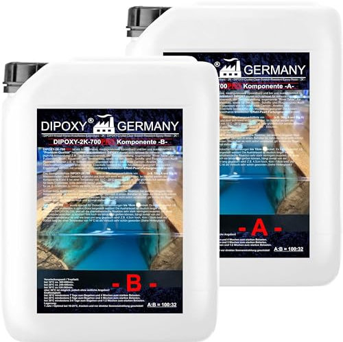 Dipoxy 10.56 kg DIPOXY-2K-700PRO Epoxy Resin 2K Up to 10 cm Clear Low Odour Cast Resin Epoxy UV Rod For Wood Table Floor Aquarium