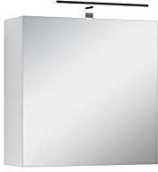 byLIVING Spiegelschrank SPREE, Badschrank mit LED Beleuchtung B, H 60, T 20, Schalter-/ Steckerbox, Spiegeltür mit Soft-Close Funktion, Glas, weiß, 20 cm, 93628, B 60, H 60, T 20 cm