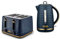 TOWER Empire Midnight Blue Jug Kettle and 4 Slice Toaster Set. Stylish Art Deco Design Kettle & 4 Slice Toaster Set in Blue