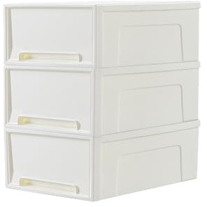 Cetomo 14L*3 Cajones de Almacenamiento de Plástico, Organizadores para Escritorio de Oficina, Caja de Almacenamiento, Torre Apilable para Cosméticos, PP, Resistente, Blanco, 14L-3 Unidades