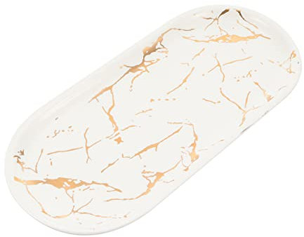 Alipis Plateau De Service Marbré Blanc Petit En Céramique, Assiette Multifonction Pour Sushis Et Présentation De Bijoux, Adapté Aux Apéritifs Et Réceptions, Plat Décoratif Unique