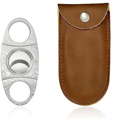 1 Zigarrenschneider Aus Edelstahl, 1 Lederetui, Zigarrenwerkzeuge, Zigarrenzubehör, Doppelklingen-Zigarrenschneider, Doppelschneidige Schere, 92 * 4 * 4 Mm
