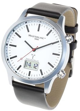 Masterline 1966 Funk-Uhr Analog-Digital Bahnhof mit Leder Armband Schwarz ML06228018