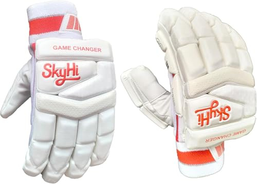 Skyhi Game Changer Cricket Batting Gloves, Lightweight Leather Cricket Batting Gloves for Men, Right and Left Hand, Batsman (Right Hand)
