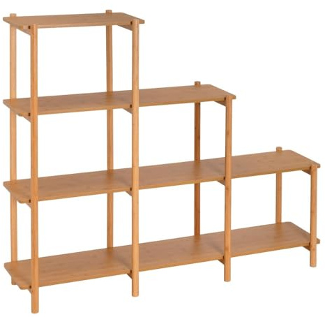 LOLAhome Estantería Escalera 4 Alturas de bambú Natural de 120x105 cm