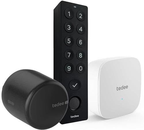 tedee GO2 Cerradura Inteligente con WiFi y Teclado biométrico de Huellas Dactilares para Acceso Remoto, Smart Lock con App y Bluetooth