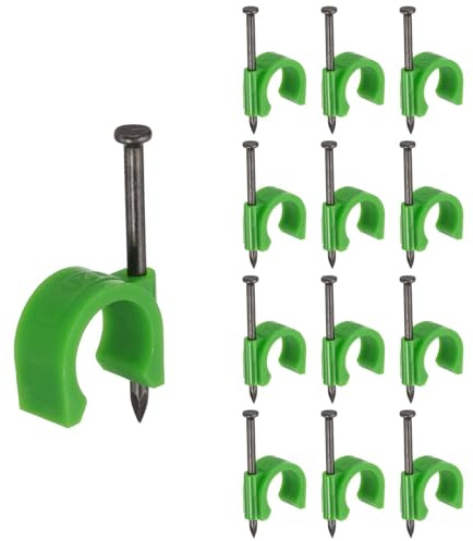 PATIKIL Abrazadera Media J-Hook Clavo 3/4 / 20mm, 95Pcs Soporte Para Tuberías Pex Clip Para Cable Fijador Pared Tubos CPVC Cobre Conexión Fijación, Verde, Clavo 60mm Largo