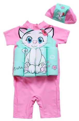 Maillot de Bain Une Pièce avec Flotteurs Ajustables pour Enfants Bébé Garçons et Filles Combinaison Flottante Costume de Natation Débutant Confortable Été