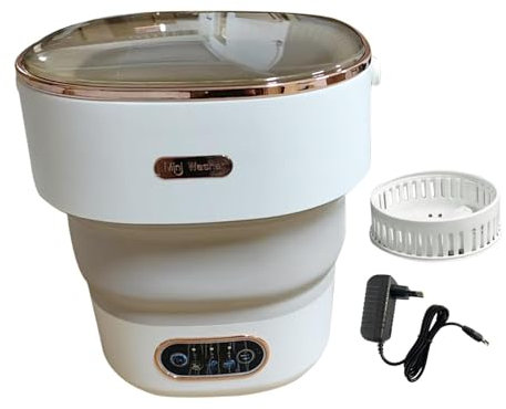 LOVIVER 13L Machine à Laver Portable, Mini Lave-Linge Pliable pour sous-Vêtements et Chaussettes, Modèle Compact, avec Panier Égouttoir Amovible, Idéal pour Appartement, Camping, VR et Dortoir, Beige