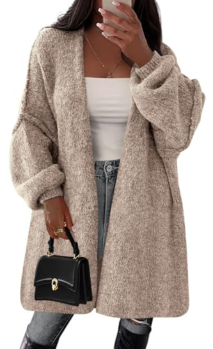 PRETTYGARDEN Long Cardigan Sweaters for Women Trendy Fall 2026 Oversized Knit Sweater Jacket Coats Winter Fashion Clothing (Camel,Small)