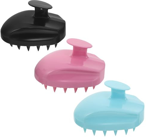 VALICLUD Spazzola Massaggiante in Silicone per Cuoio Capelluto, Set 3 Pezzi Piccolo Portatile per Shampoo e Pulizia, Massaggiatore Delicato per Chioma Spessi, Sottili e Ricci, per