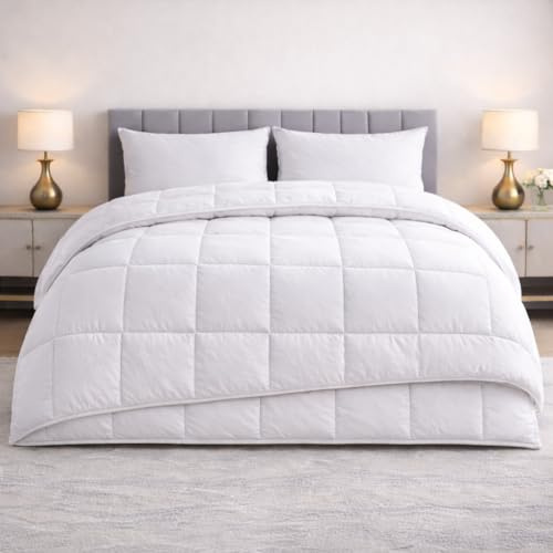 DECASATEXTIL Relleno Nórdico 4 Estaciones Cama 90 (150x220 cm) – Edredón Doble 150+300 gsm – Invierno y Verano – Microfibra Transpirable e Hipoalergénica – Blanco – Diseño en Caja