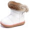 KVbaby Mädchen Warm Gefütterte Schneestiefel Baby Kinder wasserdichte Winterschuhe PU-Leder Kleinkindschuhe Weichsohlen Schlupfstiefel, Weiß, Größe 23 EU = Etikett 24