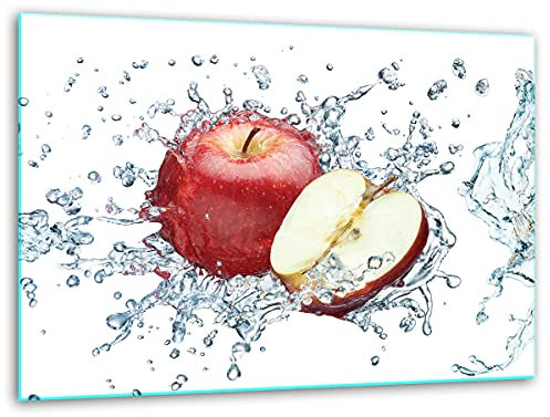 TMK, tagliere in vetro, 40 x 30 cm, con motivo frutta, bianco, piastra di taglio