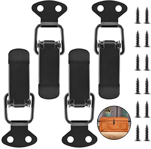 LifCratms Lot de 4 loquets à bascule noirs à ressort, mini loquets à bascule pour boîte en bois, armoire, étui, coffre