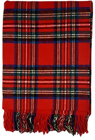 McLaughlin's Irish Shop Gewebte Irische Wolldecke aus 100% Lammwolle im traditionellen Karomuster