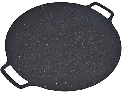Spacnana Korean BBQ Grill Pan, Korean Grilling Tray Iron Nonstick Heat Resistant Round Grilling Tray for Pork Belly Pancakes (41CM)