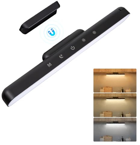 YindaLux Unterbauleuchte Küche LED, 3000mAh Schrankbeleuchtung Kabellos, Touch Dimmbare LED Lichtleiste mit Aufladbar, USB Batteriebetrieben Küchenlicht für Schrank, Werkbank, Spiegel, Schwarz