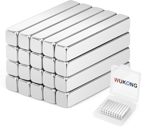 Wukong Magneti al neodimio 25x4x4mm, 20 pezzi di forti magneti a barra, calamite in terre rare, adatti per frigoriferi, lavagne, bacheche, uffici, case e scene creative fai-da-te