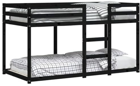 vidaXL Lit superposé Noir 90x190 cm Bois de pin Massif, lit superposé pour Enfants, lit superposé pour Enfants, lit Double pour Enfants
