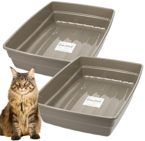 2er Set Katzenklo XXL Katzentoilette offen ohne Deckel Katzen Schalentoilette Klo Toilette Zubehör Doppelpack Sparpaket Katzentoiletten
