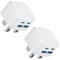 USB C Plug Fast Charge,2 Pack 40W 4-Port Multi USB and Type C Fast Charger Plug Charging for iPhone 16 15 14 13 12 11 Pro Max SE XS XR 10 iPad, Samsung Galaxy,Dual Port USBC Power Adaptor UK Wall Plug