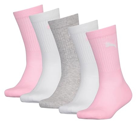 PUMA Junior Crew, Calzini Unisex - Bambini e ragazzi, Bianco Rosa, 35-38