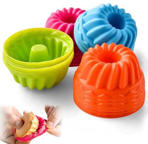 24 Pezzi Stampi in Silicone Muffin, Stampo per Gugelhupf, Stampi Cupcake, Stampo Riutilizzabili per Cupcake, Mini Ciambelle Stampi per Ciambelle, Budino, Dessert, Cioccolato