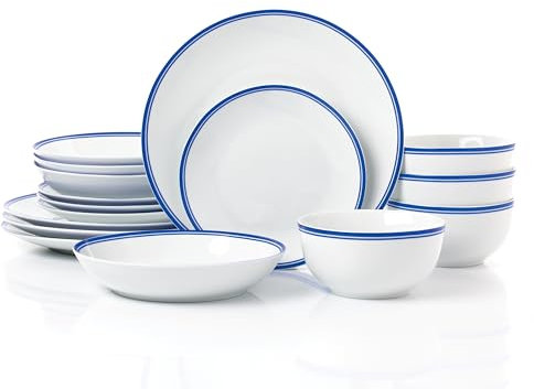 16pc St Ives Porcelain Dinner Set - Blue Rings