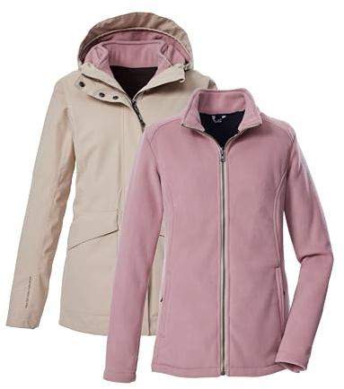 killtec Donna Giacca da esterno/3 in 1 giacca funzionale con cappuccio e giacca in pile con cerniera KOW 189 WMN JCKT, hell taupe, 48, 43311-000