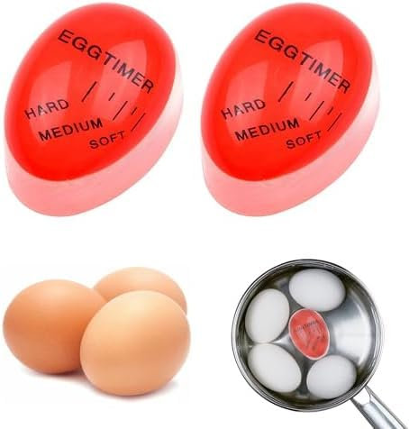 Egg Timer - Color Changing Indicator - Soft, Medium and Hard Boiled Eggs - Safe Durable Kitchen Tool - Gift and Home Use Multicolor Magic Egg Shaped.