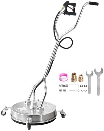 VEVOR Idropulitrice per Superfici in Acciaio Inossidabile con 4 Ruote, 275,8 Bar Max, Connettore Rapido da 3/8, 2 Ugelli di Spruzzo, Doppia Impugnatura, per Cemento, Patio, Marciapiede 535 mm
