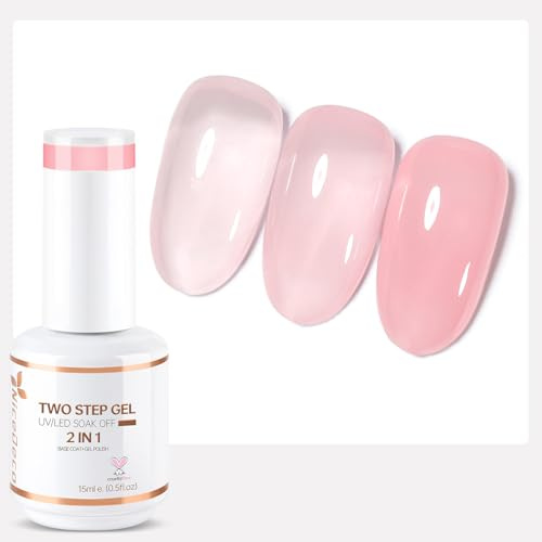 Nicedeco halvpermanent nagellack 2-i-1 gelé gel nagellack gör-det-själv nagelkonst högglans gelégel polish med ett steg UV/LED blötläggning off baslack 1 x 10 ml – 004