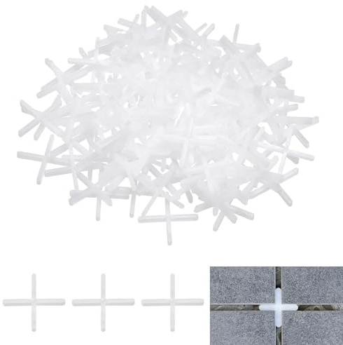 sourcing map Distanziatori per piastrelle, 600 pezzi, spessore 2,5 mm, a forma di croce, per pareti e pavimenti, colore: bianco