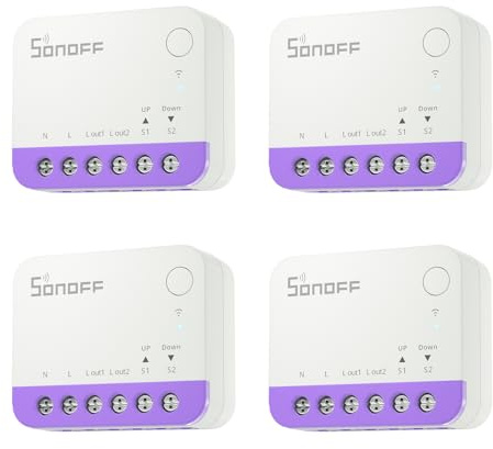 SONOFF Matter Interruttore Tapparelle Intelligente MINI-RBS, Wi-Fi 2,4GHz, Dim. Ridotte, Controllo Percentuale, Compat. Alexa/Google Home/HomeKit/Home Assistant, Filo Neutro Necessario, Conf. 4