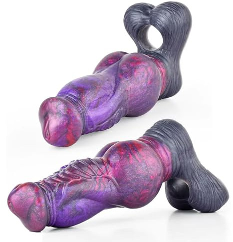 Kuaeuo 7.68in Realistic Monster Penis Sleeve Reusable Silicone Cock Enlarger, with Thickened Testicle Cock Ring Delay Ejaculation Stronger Enhancement Adult Sex Toy for Men Couples Enlarge Prolong