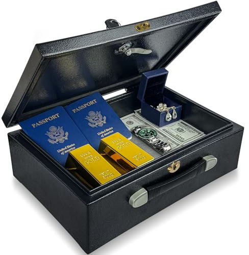 KABISAFE Cassaforte Portatile Antincendio 20L – Cassetta Ignifuga con Maniglia per il Trasporto, Sicurezza per Documenti A4, Denaro, Gioielli e Oggetti di Valore (36,7 x 25,4 x 12,3 cm, Nera)