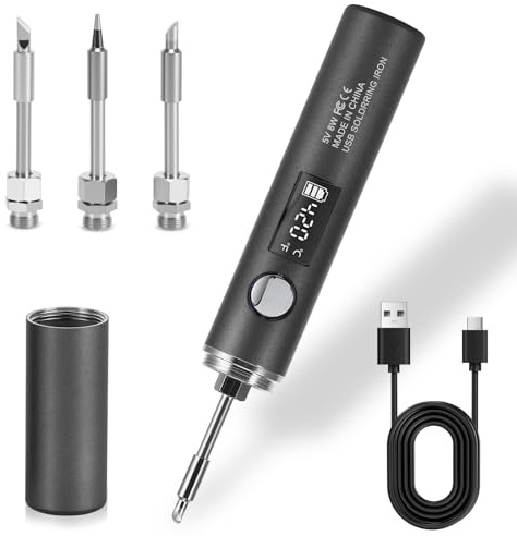 Bryzal Cordless Soldering Iron Kit, USB-C Battery Soldering Iron Kit with 5 Adjustable Temperature Levels 260℃-420℃, Wireless Solderings Irons Set with LCD Display for Welding Repair DIY Projects